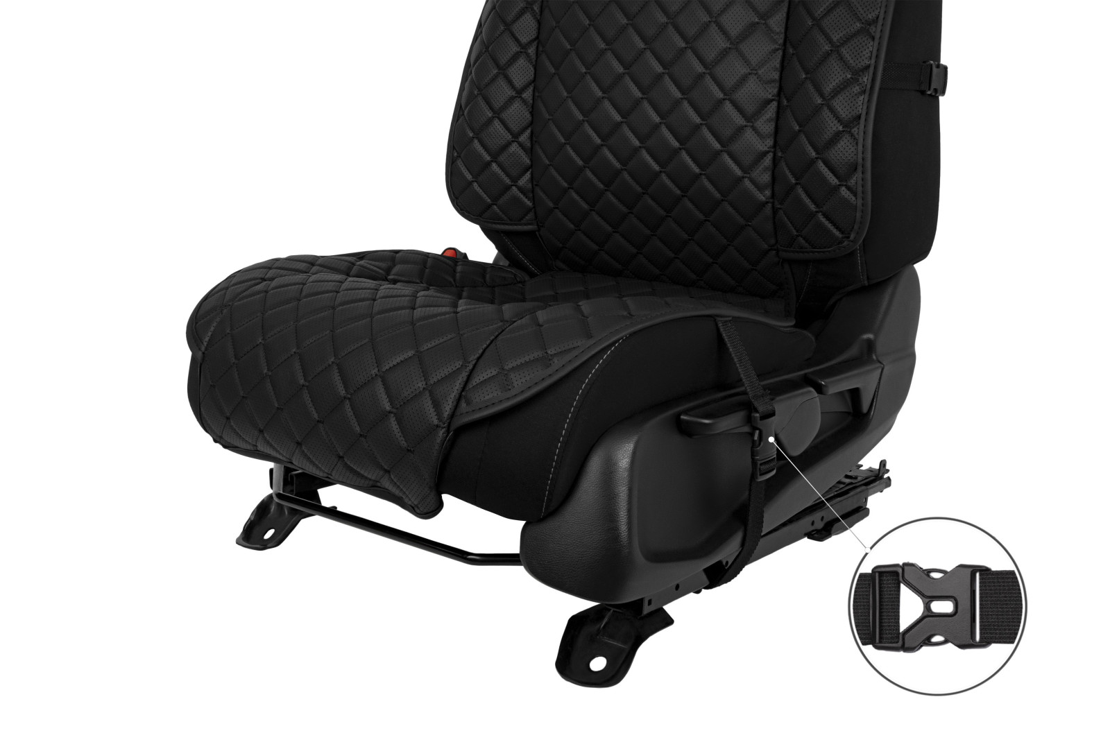 Накидка на сидіння з екошкіри, чорна - Зображення 3